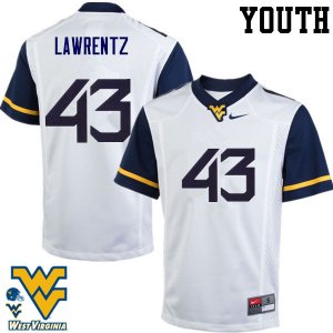 Youth West Virginia Mountaineers NCAA #43 Tyler Lawrentz White Authentic Nike Stitched College Football Jersey XJ15P53YK